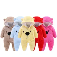 

Long Sleeve Baby Boy Girl Fleece Cotton Rompers Cartoon Footed Animal Baby Romper Autumn Winter Hooded Baby Clothes Jumpsuit