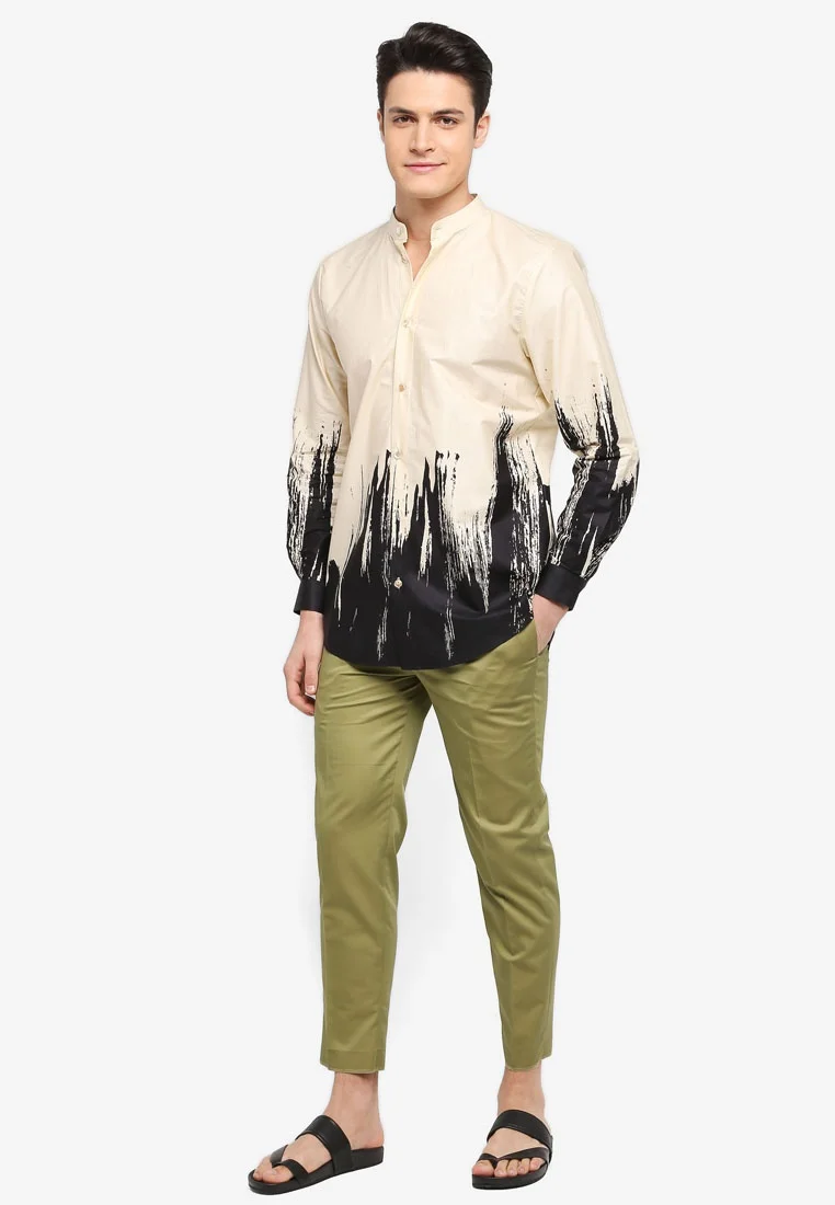 新的时尚定制设计印花男士 kurtas fahion 衬衫 kurta 为马来西亚