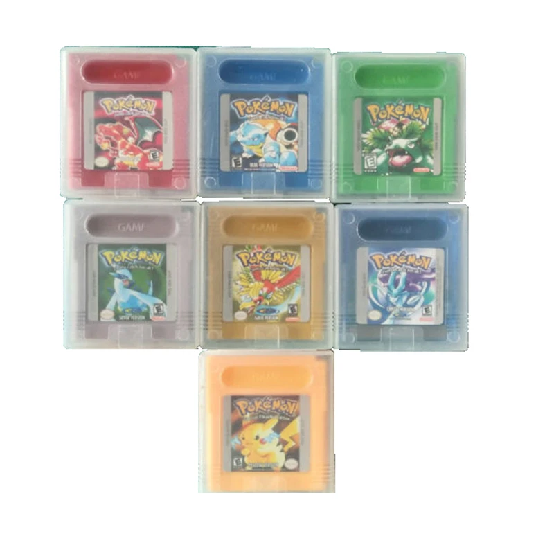 

For Gameboy pokemon cards yellow red gold green blue silver crystal version game card for Game Boy Color GBC, Blue;red;green and yellow