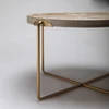 Fancy designs graphic sense beautiful tea table plywood gold metal coffee table