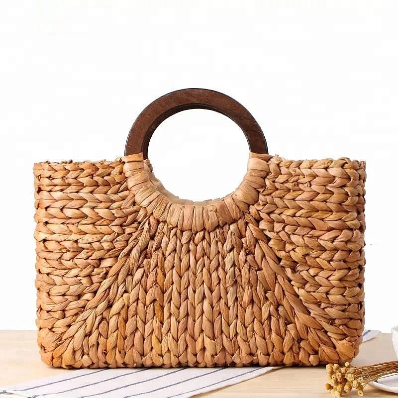 

Handmade 2018 Women fashion Casual straw tote bag summer rattan beach bag, Option