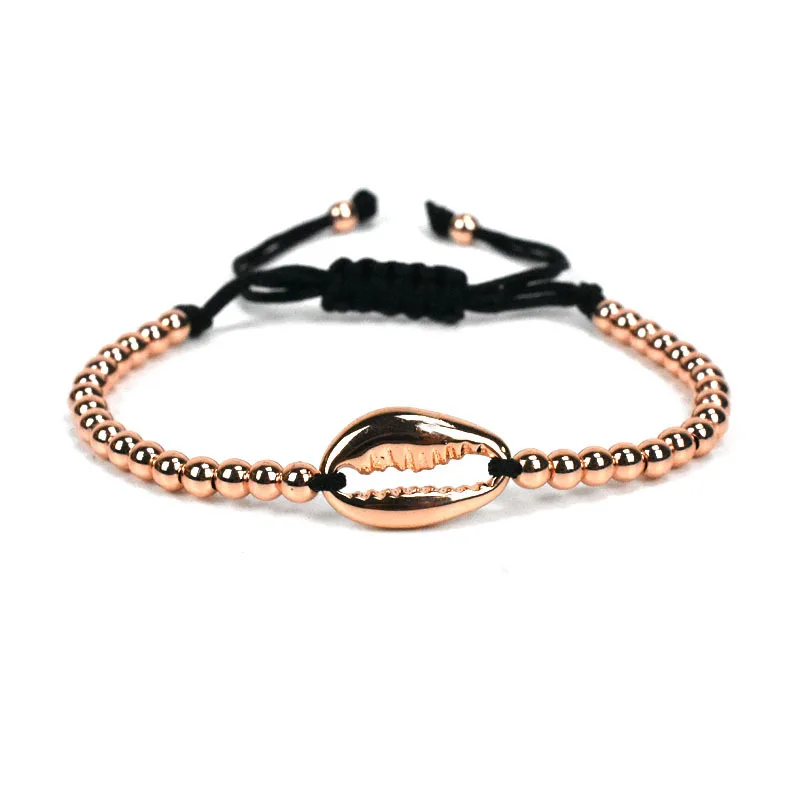 

Fashion jewelry wholesale hand braided shell gold copper beads bracelet for girl, Gold;rose gold;silver;black