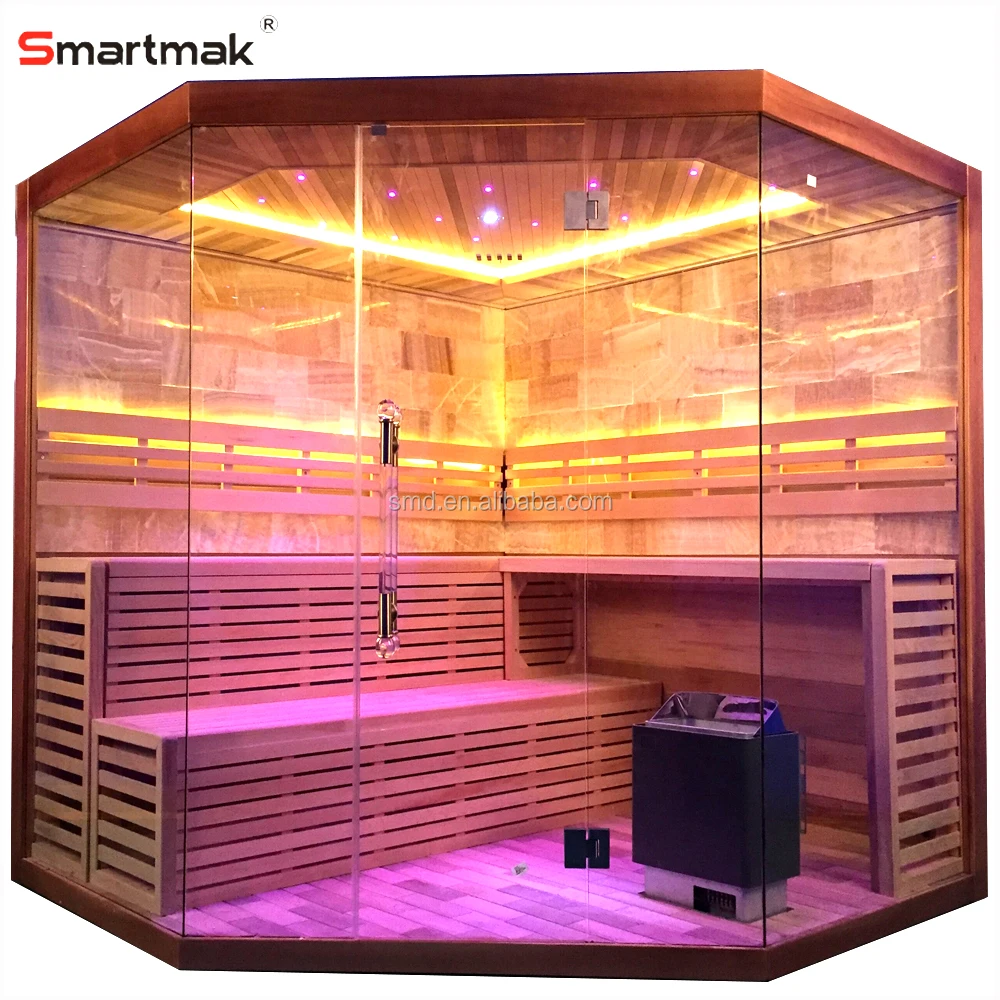 Smartmak Luxury Rock Salt Sauna Steam Room,Led Star Lights Corner Sauna For Sale