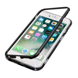 Ultra Slim Metal Frame Tempered Glass Magnetic Phone Case iPhone