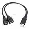Hot USB 2.0 Male To 2port Dual USB Female Jack Y Splitter Hub Power Adapter Data USB Cable