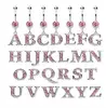316L Surgical Steel Navel Ring with Pink Alphabet Letter Dangle piercing belly ring jewelry