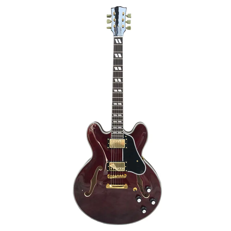 

Hollow electric guitar Semi hollow Body Jazz Electric Guitar,Chrome Hardware,Red paint,wholesale, Burlywood
