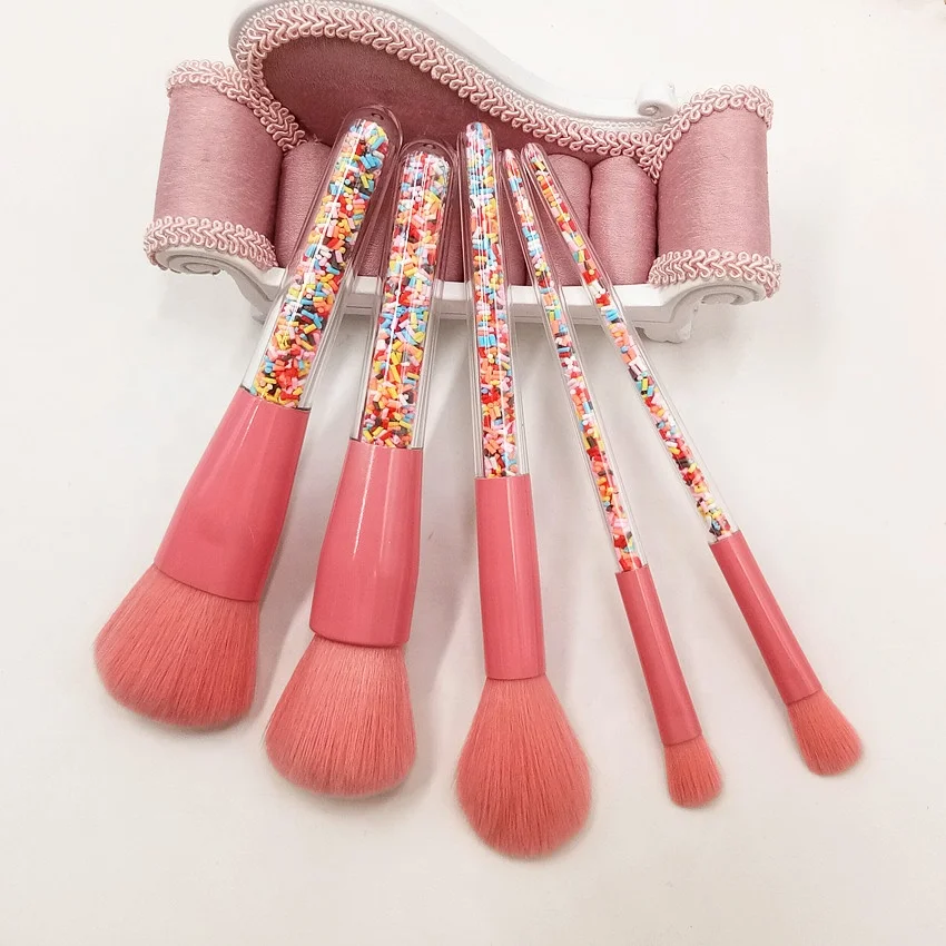 

Factory Wholesale Beauty 5 Piece Makeup Cosmetic Brush Set Sprinkle Pool Brush Set, Pink;customized