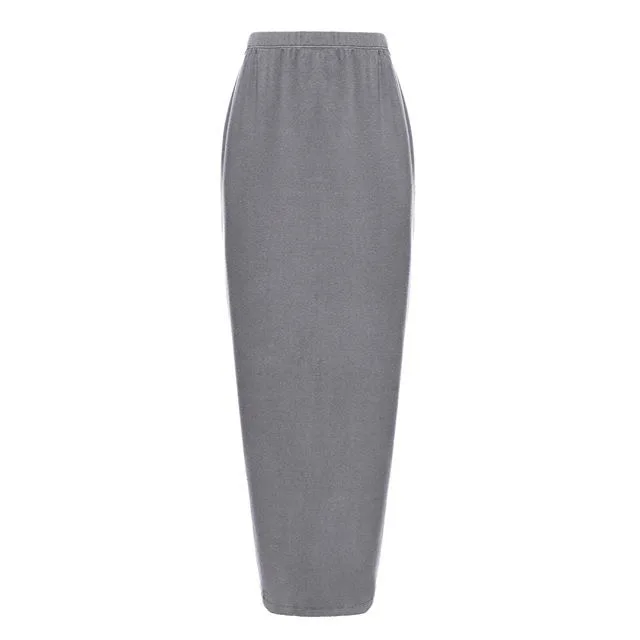 

2018 elastic muslim splain maxi skirt, Black/gray