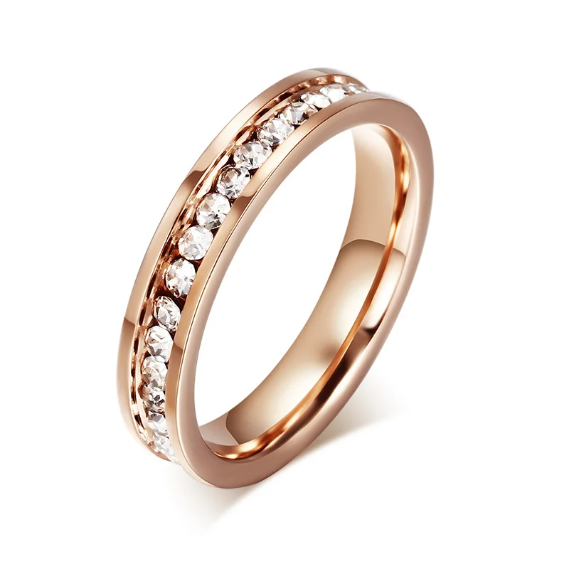 

Hot selling design crystal rhinestones rings set stainless steel jewelry