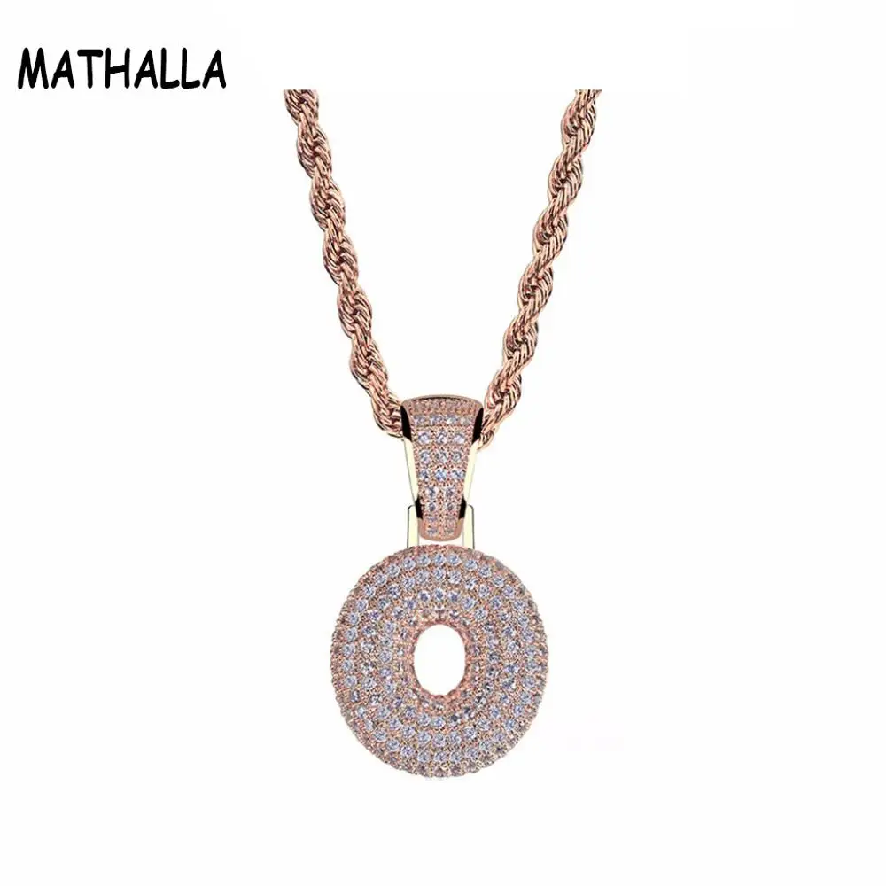 

Jewelry Manufacturer Bubble Letter O Iced Out CZ Stone Pendant Men's Rose Gold Plated Initial O Pendant Chain Necklace, Gold;silver;rose gold