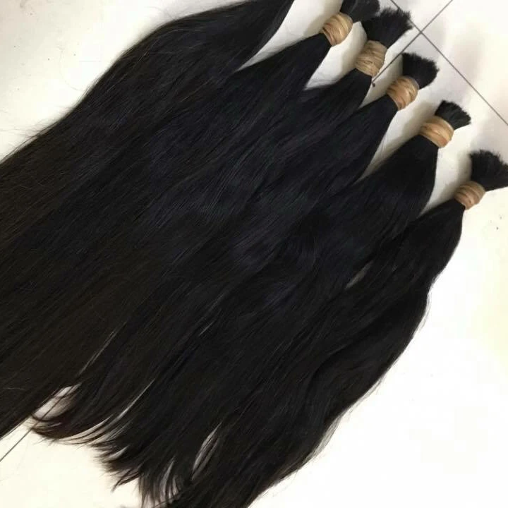 

unprocessed human hair bulk natural virgin indian temple hair, Natural color
