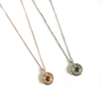 

Women Fashion Rose Gold Silver 100 Languages To Say I Love You Circle Pendant Projection Necklace