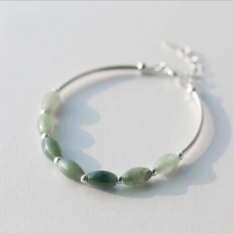 

Pure 925 Sterling Silver Bracelet Female Sweet Jade Bracelet Personality Beads Jade Bracelet Jewelry Wholesale