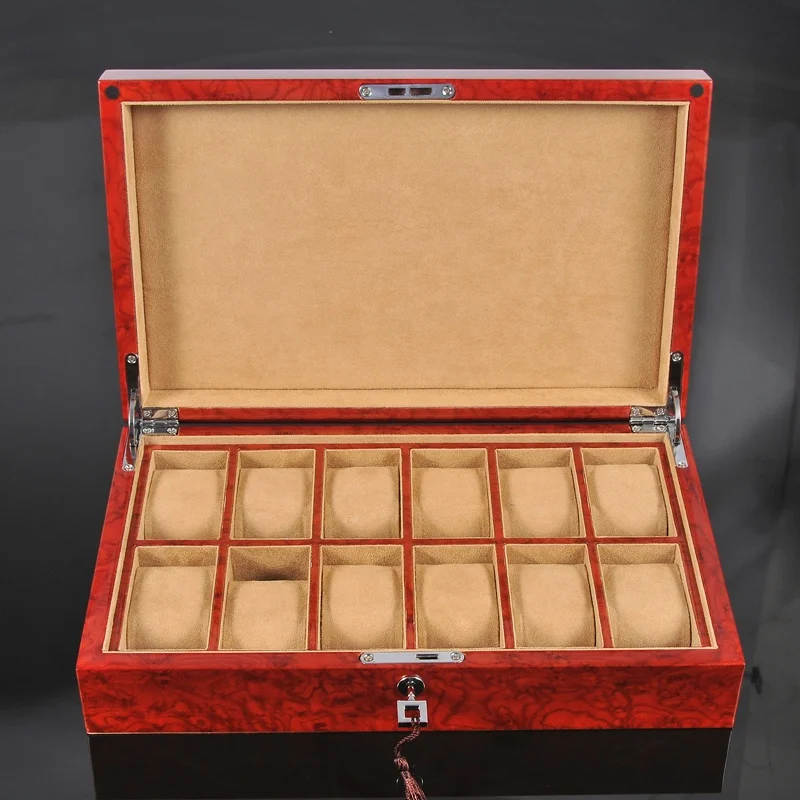

Solid wood watch bracelet storage Display box with 12 slots