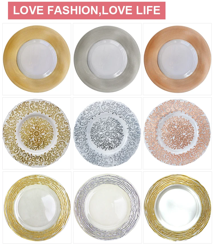 Custom Made Wholesale Gold Elegant Cheap Dinner Glass Charger Plate Buy Glass Charger Plate