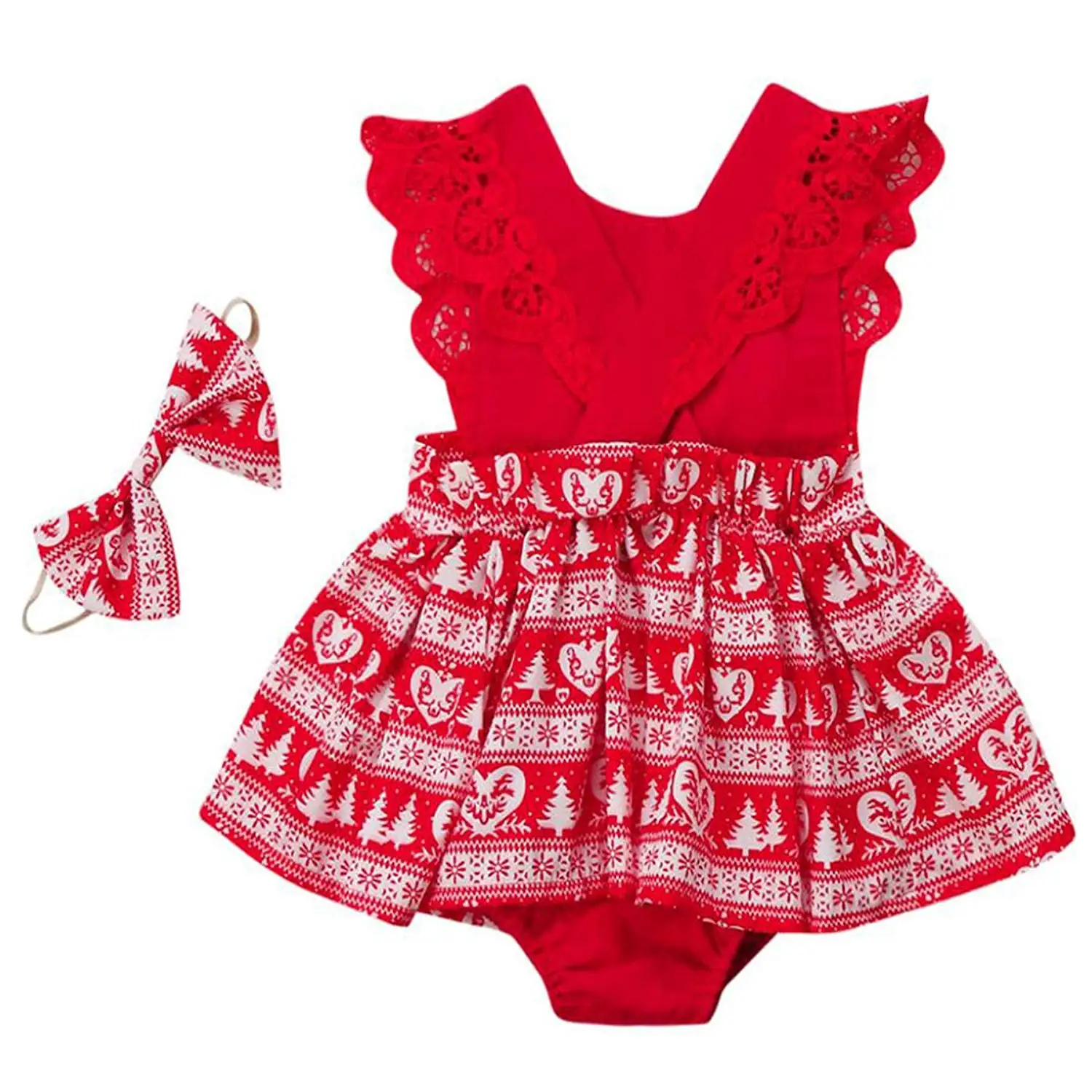 AMSKY❤ Baby Outfit Hangers,Newborn Baby Girls Christmas Romper+Bow Skirt+Leg Warmer+Headbands Set Clothes