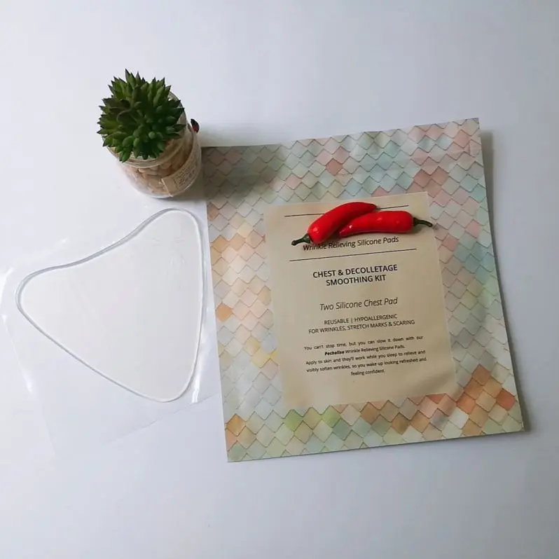 

2PCS Reusable Decollete Silicone Anti Wrinkle Chest Pads Patch with foil bag, Transparent;customized color