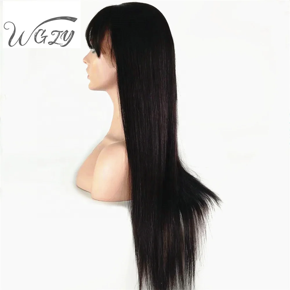 

Top Quality Overnight virgin natural color straight Brazilian 26inch 150% human hair lace front wig