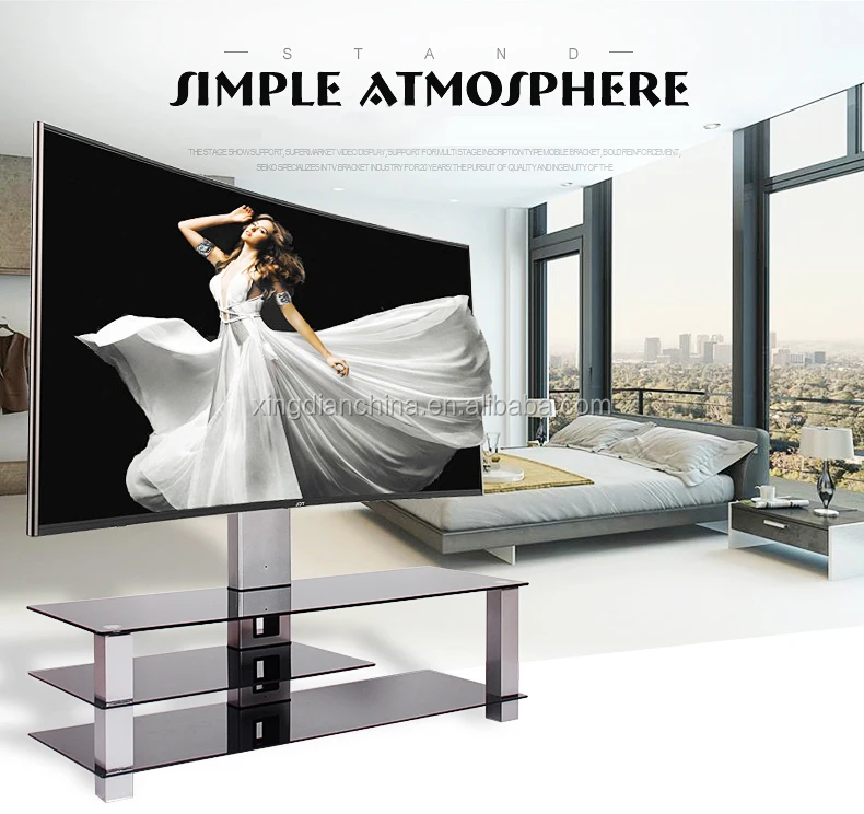 C1240 Tilting Adjustable Lcd Led Used Tv Stand With Glass Base Fits 32