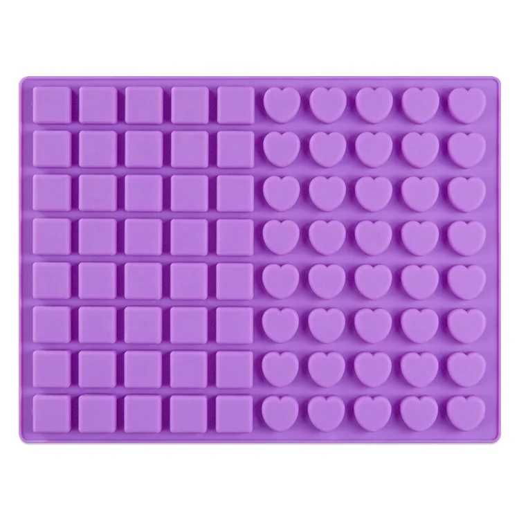 

80 cavity square and heart shaped Brown sugar mold chocolate mold silicone, Purplr