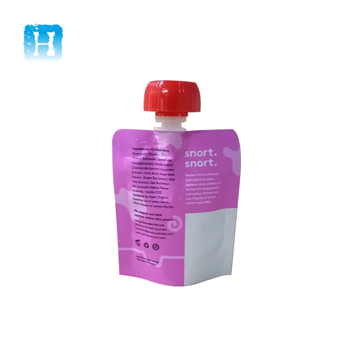 Brown Corner Spout Bag / White Matte Stand Up Liquid Soap Packaging Pouch With Spout