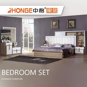 Modern White Color Design Storage Bed Headboard Wooden Korean Style High Gloss Double Queen Bedroom Set View Queen Bedroom Set Zhongge Product