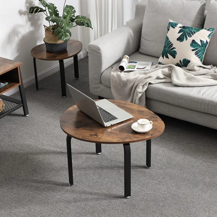 Vasagle Industrial Furniture Portable Multi Nested Round Coffee Table Set Metal Nested Tables