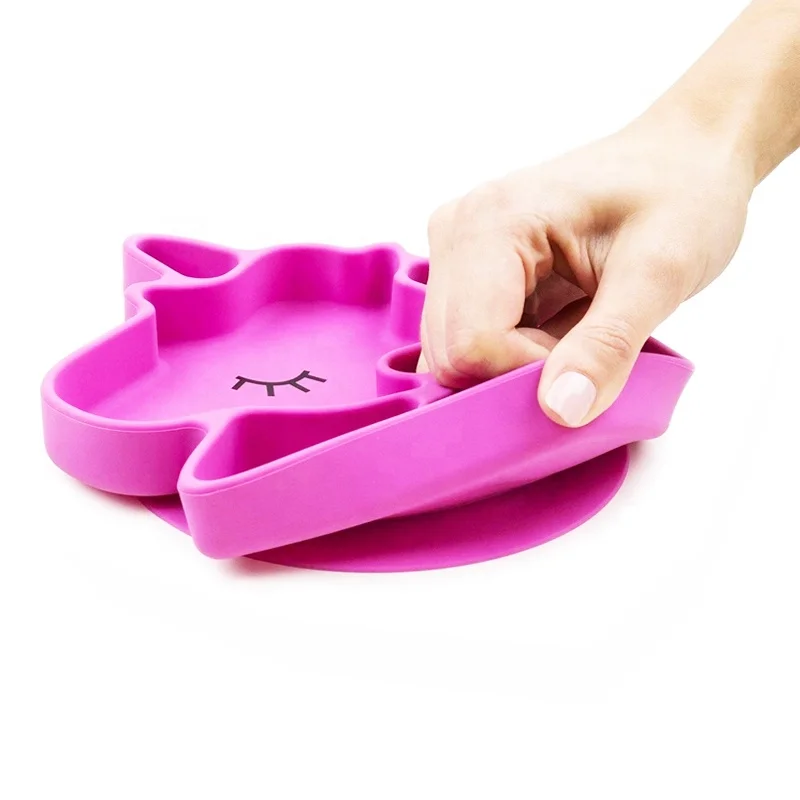 

BPA Free silicone toddler plates,Silicone Suction Baby Feeding plate, Purple