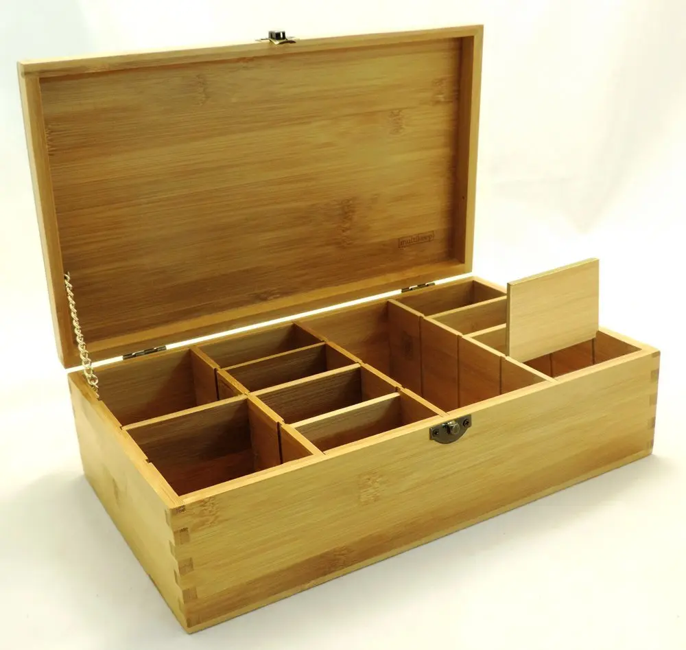
Tea Bag Storage Organizer Bamboo Latching Lid Blank Lid Decorative Box Cookbook People  (60808062409)