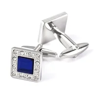 

Wholesale high end blue square crystal rhinestone men's cufflinks