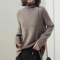

winter new women cashmere sweaters high collar loose hooded sweater large size turtleneck thin thickening shirt