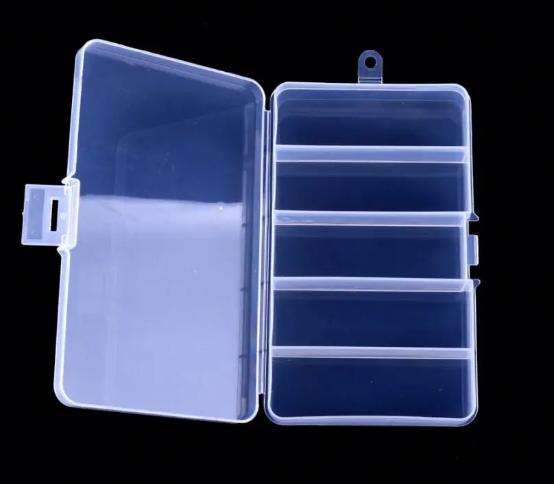 

Wholesale 5 clear fishing tackle boxes adjustable subcases transparent food-grade PP plastic for fishing lure holder