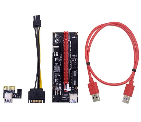 

PCIE VER009S PCI-E 6pin 1 x to 16 x PCI Express Extender Adapter USB 3.0 Cable Power GPU riser 009s