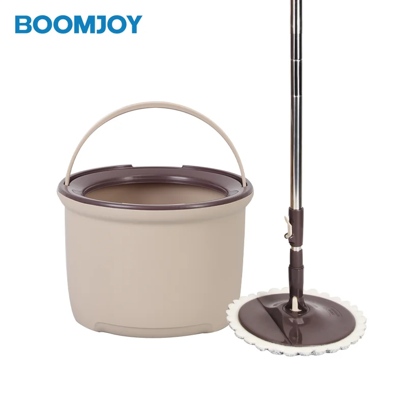 

BOOMJOY Magic floor dust home cleaning spin mop and bucket set Microfiber Good easy floor mop with bucket, Beige and coffee