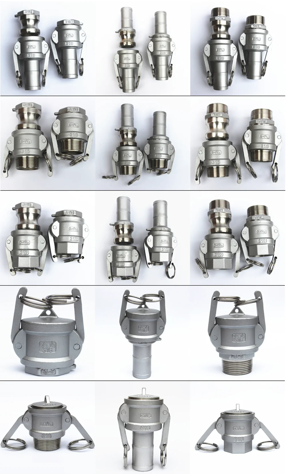 China supplier stainless steel 304/316 camlock/quick couplings cam lock hose fittings stainless steel