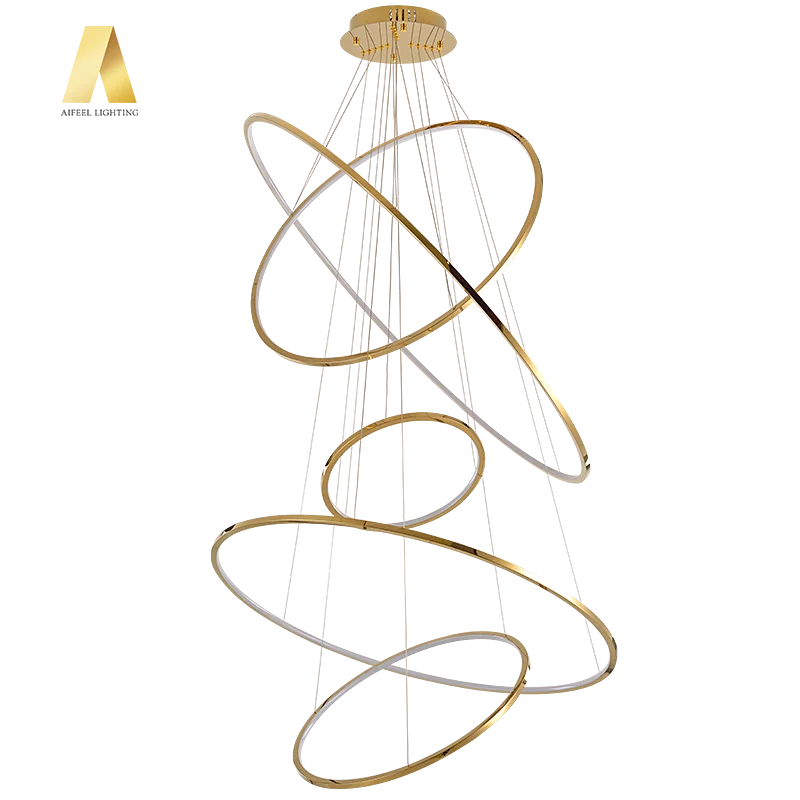 modern simple living room lighting lamp stairs hanging pendant  bedroom gold led circular lights for home chandelier