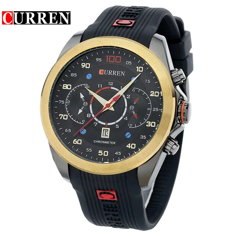 

Curren 8166 Japan Movt Custom Men Alloy Case Genuine Strap Luxury Watch, Blue black