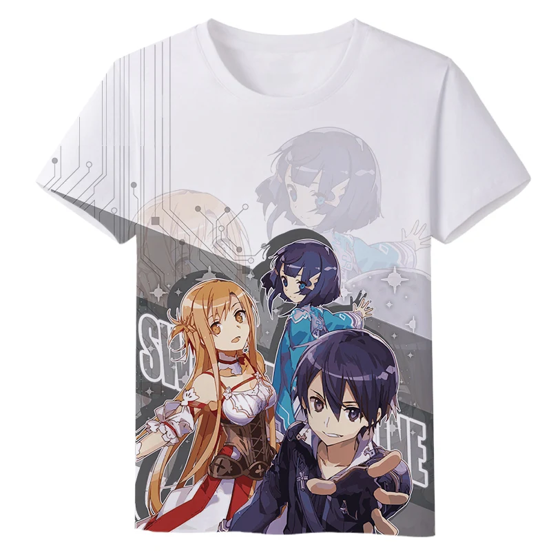 

Fashion Men T-shirt Printing Sword Art Online SAO Anime Tops Costume Cartoon Tee, White