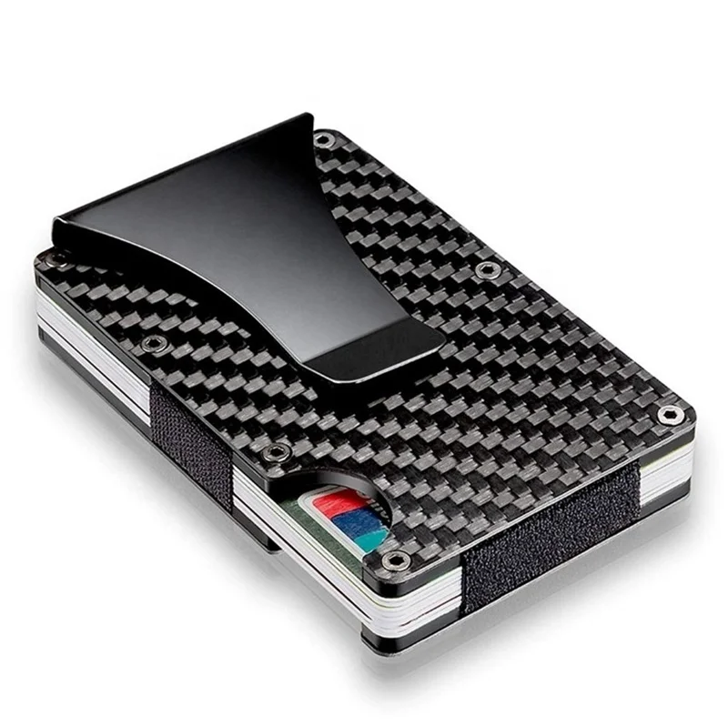 

Ultra Slim Minimalist Carbon Fiber Card Holder Wallet for Men RFID Blocking Wallet Aluminum Credit Card Holder with Money Clip
