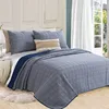 Yutong 3-Piece Quilt Set Coverlet Solid Color Square Pattern Lightweight Super Soft 1 Quilt And 2 Pillow Shams Bedding Set