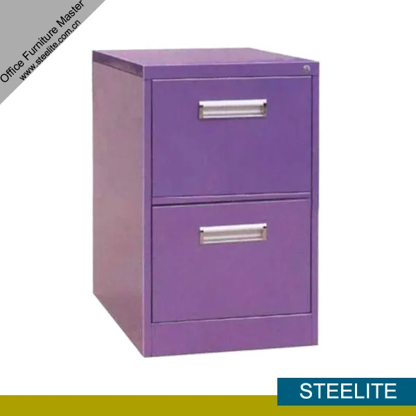 Laptop 2 Drawer Purple Metal File Cabinet On Girls Desk Mini Two