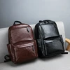 black artificial leather bagpack book bag backpack with bottom compartment