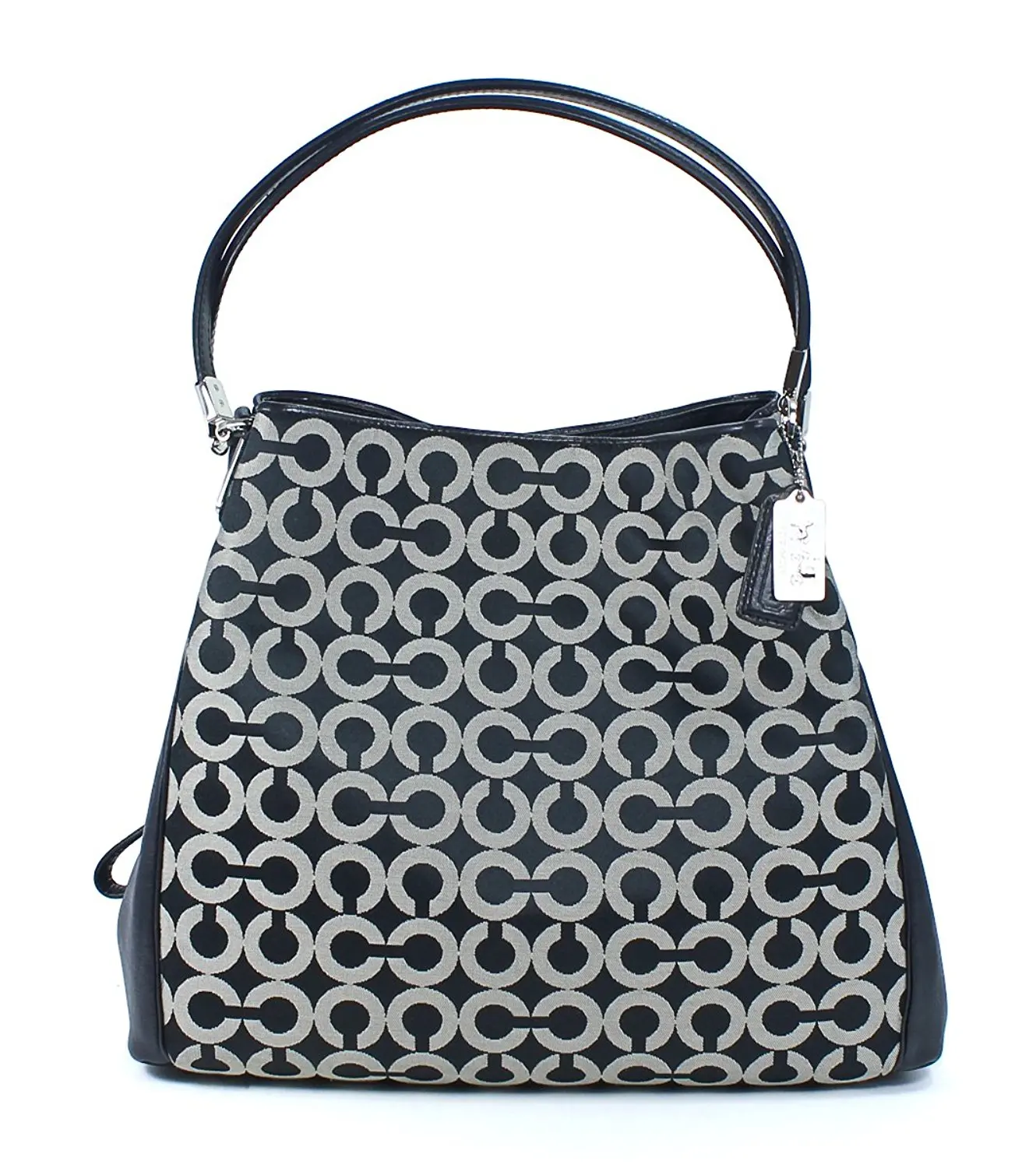 Coach Madison Small Phoebe Shoulder Bag In Op Art Sa Fabric Coach Madison Small Phoebe Op Art Sa Black White Leather Shoulder Bag