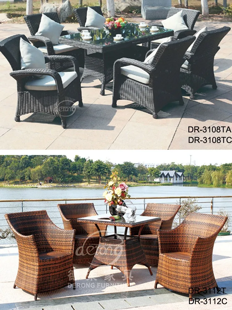 Juego De Mesa De Comedor Para Exteriores,Patio Tejido De Ratán,Muebles