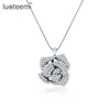 LUOTEEMI New Brand Designer Jewelry Full Tiny CZ Crystal Micro Paved Women Big Multilayer Rose Flower Necklaces