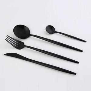 Image of High Quality Stainless Steel 304 Black Metal Cutlery Set