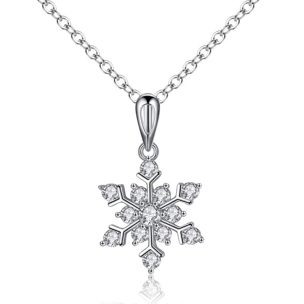 

2017 New Year Christmas Gift Fashion Luxury Shiny Cubic Zirconia New snowflake pendant necklace, N/a