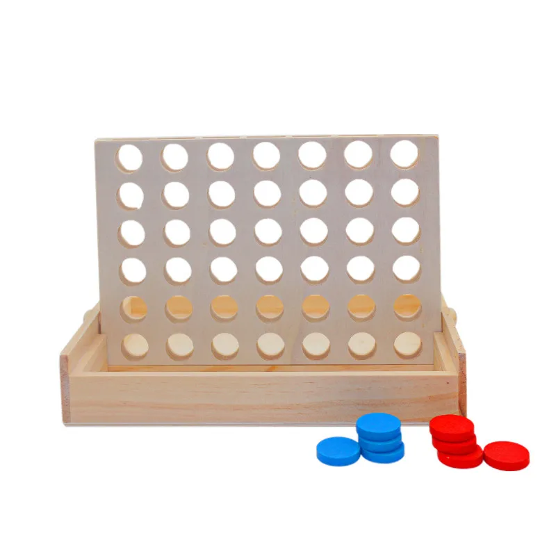 

Tabletop 4 in a Row Wooden Game Line Up 4 Connect 4 Board Game for Kids and Family for Fun