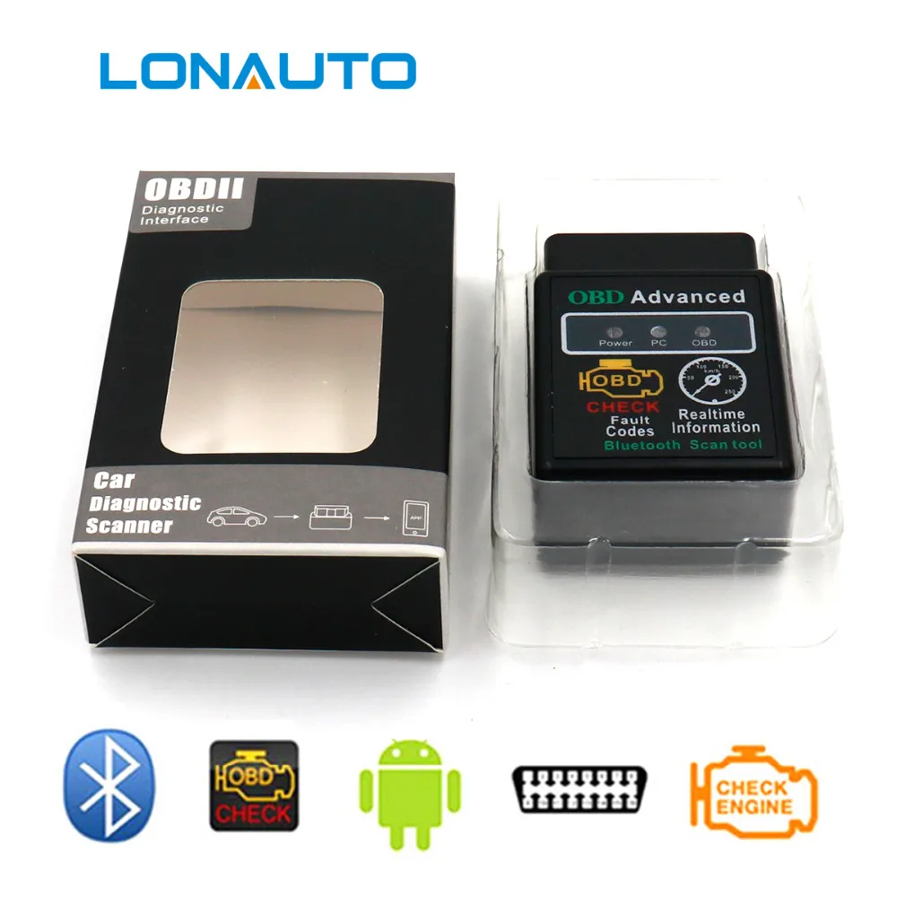 Hh Obd Advanced Obd2 Bluetooth Car Scanner V1.5 Elm327 Bluetooth 2.0 ...